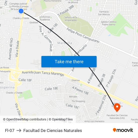 Fl-07 to Facultad De Ciencias Naturales map