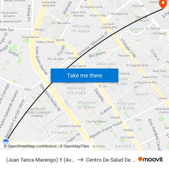 (Juan Tanca Marengo) Y (Av. Las Aguas) to Centro De Salud De Sauces 3 map