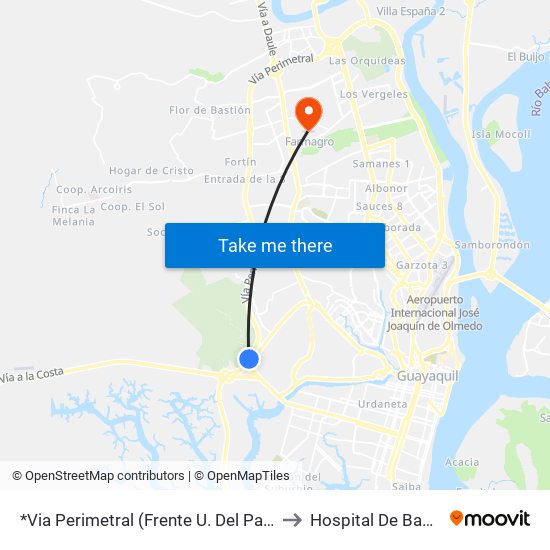 *Via Perimetral (Frente U. Del Pacífico) to Hospital De Bastión map