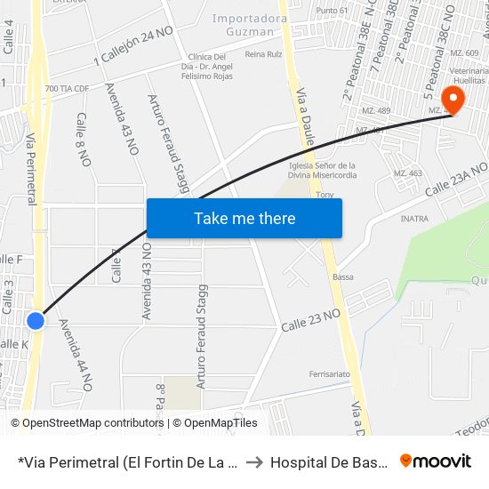 *Via Perimetral (El Fortin De La Flor) to Hospital De Bastión map