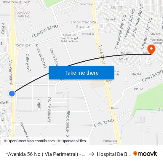 *Avenida 56 No ( Via Perimetral) - Mall El Fortín to Hospital De Bastión map