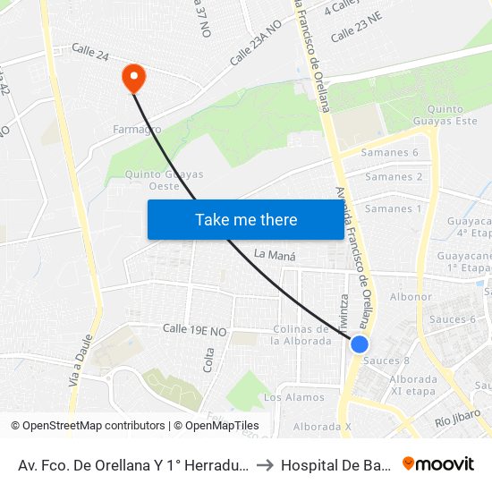 Av. Fco. De Orellana  Y  1° Herradura B NE to Hospital De Bastión map