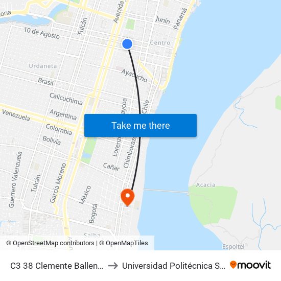 C3 38 Clemente Ballen Y Seis De Marzo to Universidad Politécnica Salesiana - Oficinas map