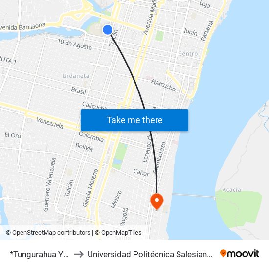 *Tungurahua Y Velez to Universidad Politécnica Salesiana - Oficinas map