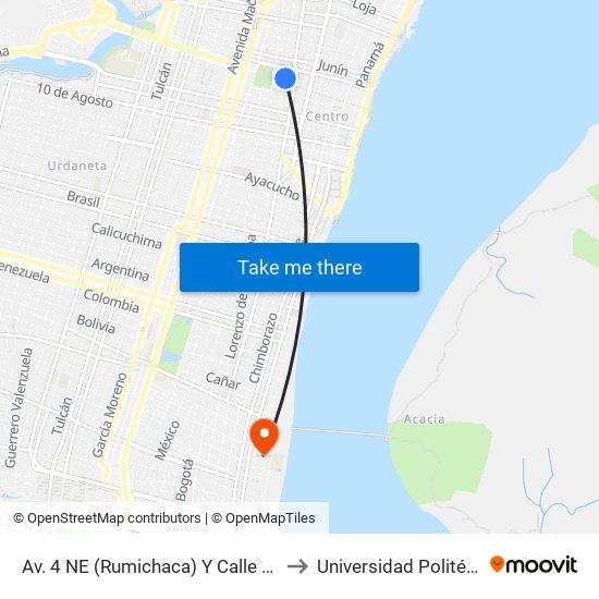 Av. 4 NE (Rumichaca)  Y Calle 1 NE  (Jose A. Campos) to Universidad Politécnica Salesiana map