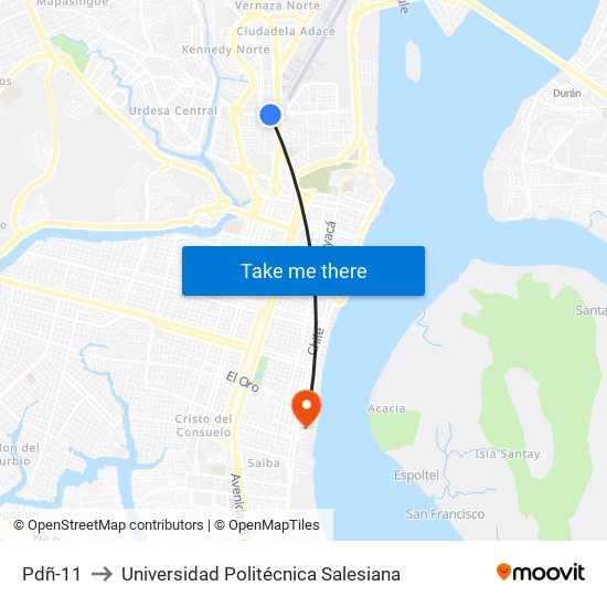 Pdñ-11 to Universidad Politécnica Salesiana map
