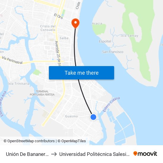 Unión De Bananeros to Universidad Politécnica Salesiana map