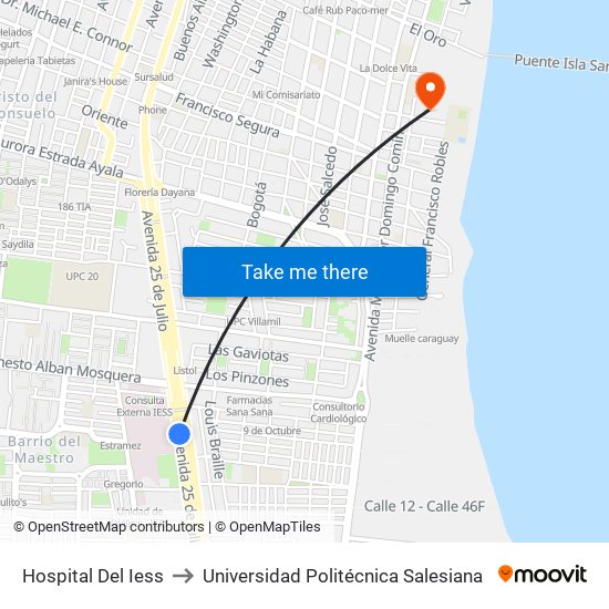 Hospital Del Iess to Universidad Politécnica Salesiana map