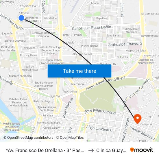 *Av. Francisco De Orellana - 3° Paseo  12 No to Clínica Guayaquil map