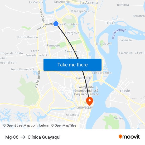 Mg-06 to Clínica Guayaquil map