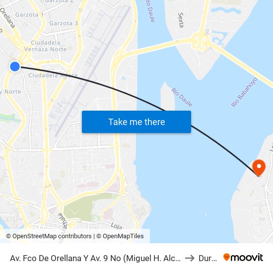 Av. Fco De Orellana  Y  Av. 9 No (Miguel H. Alcivar) to Durán map