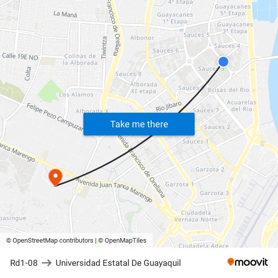 Rd1-08 to Universidad Estatal De Guayaquil map