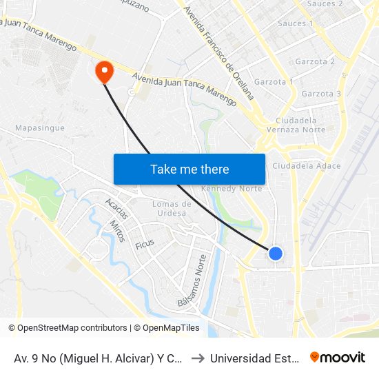 Av. 9 No (Miguel H. Alcivar) Y Calle 12a No (Andrade Coello) to Universidad Estatal De Guayaquil map