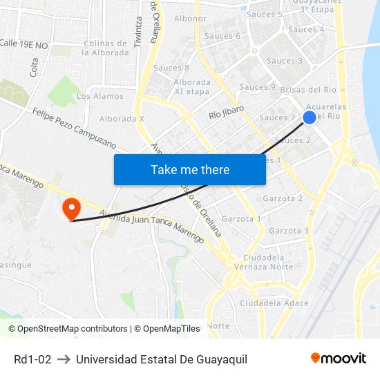 Rd1-02 to Universidad Estatal De Guayaquil map