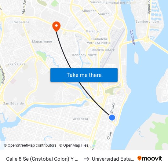 Calle 8 Se (Cristobal Colon)  Y Av. 8 Se (Chimborazo) (N38 to Universidad Estatal De Guayaquil map