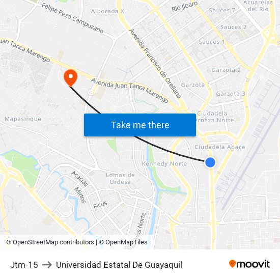 Jtm-15 to Universidad Estatal De Guayaquil map