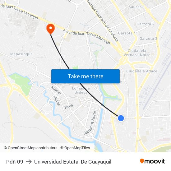 Pdñ-09 to Universidad Estatal De Guayaquil map