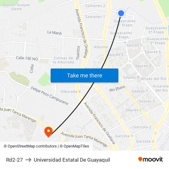 Rd2-27 to Universidad Estatal De Guayaquil map