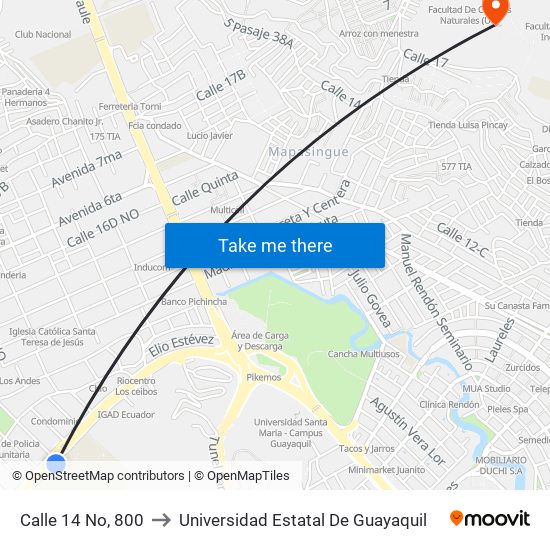 Calle 14 No, 800 to Universidad Estatal De Guayaquil map