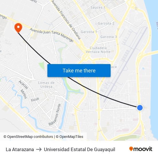 La Atarazana to Universidad Estatal De Guayaquil map