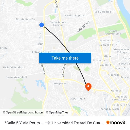 *Calle 5 Y Via Perimetral to Universidad Estatal De Guayaquil map