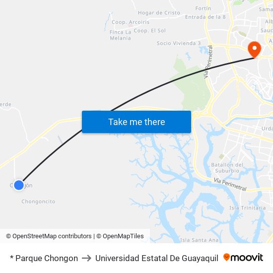 * Parque Chongon to Universidad Estatal De Guayaquil map