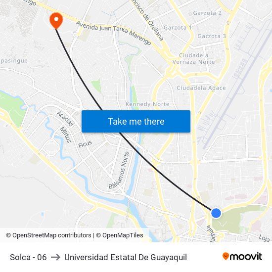 Solca - 06 to Universidad Estatal De Guayaquil map