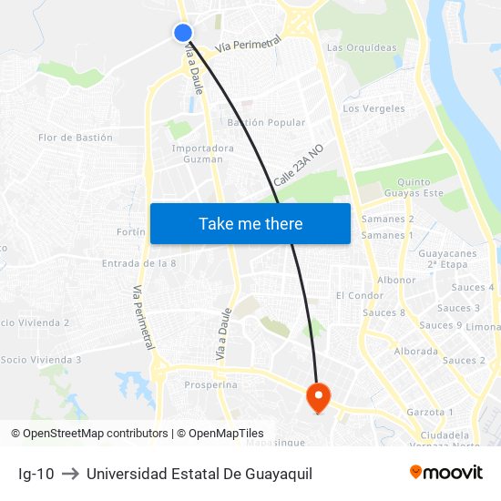 Ig-10 to Universidad Estatal De Guayaquil map