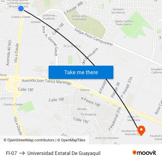 Fl-07 to Universidad Estatal De Guayaquil map