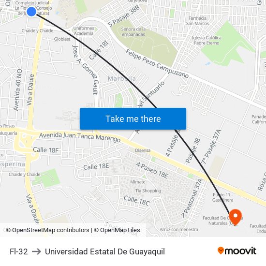 Fl-32 to Universidad Estatal De Guayaquil map