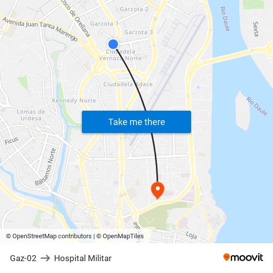 Gaz-02 to Hospital Militar map