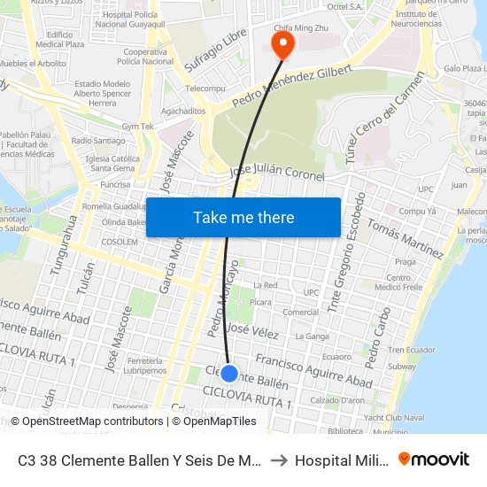 C3 38 Clemente Ballen Y Seis De Marzo to Hospital Militar map
