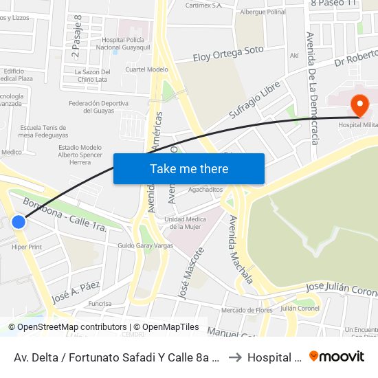Av. Delta / Fortunato Safadi  Y  Calle 8a No (Del Libertador) to Hospital Militar map