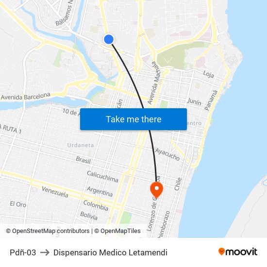 Pdñ-03 to Dispensario Medico Letamendi map