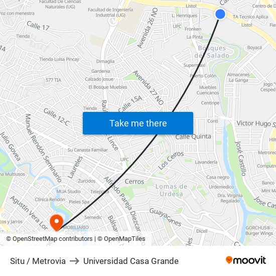 Situ / Metrovia to Universidad Casa Grande map