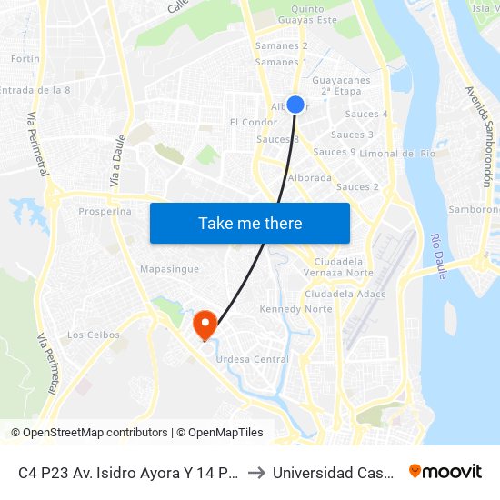 C4 P23 Av. Isidro Ayora Y  14 Paseo 19b NE to Universidad Casa Grande map