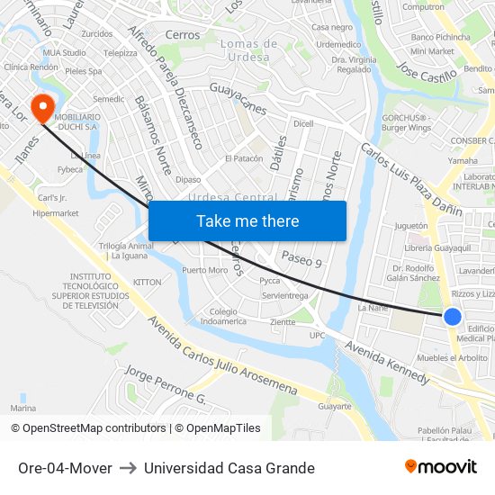 Ore-04-Mover to Universidad Casa Grande map