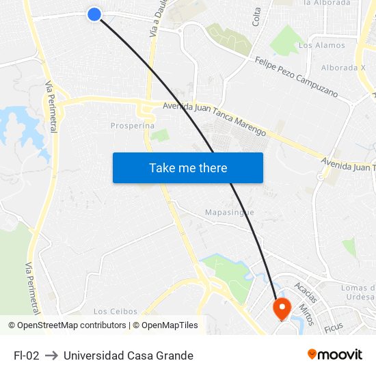 Fl-02 to Universidad Casa Grande map