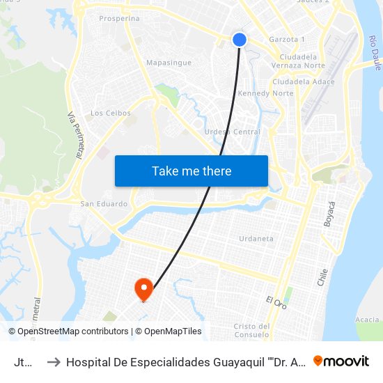 Jtm-07 to Hospital De Especialidades Guayaquil ""Dr. Abel Gilbert Pontón"" map
