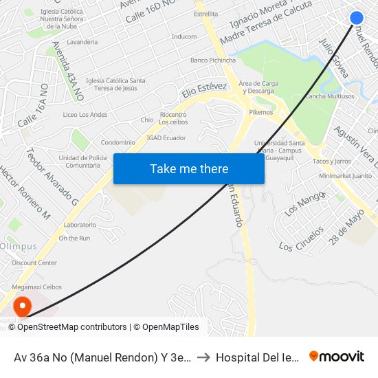 Av 36a No (Manuel Rendon) Y 3er Callejon 12a (3er Cj. 12a to Hospital Del Iess Los Ceibos map