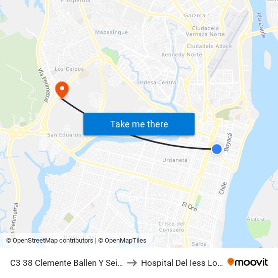 C3 38 Clemente Ballen Y Seis De Marzo to Hospital Del Iess Los Ceibos map