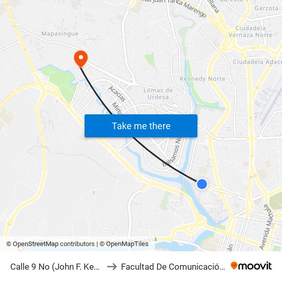 Calle 9 No (John F. Kennedy) Y Av. 10 No (Fortunato Safadi) to Facultad De Comunicación Social (Facso) Universidad De Guayaquil map