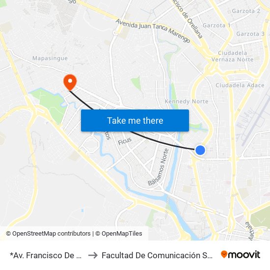 *Av. Francisco De Orellana - 3° Paseo  12 No to Facultad De Comunicación Social (Facso) Universidad De Guayaquil map