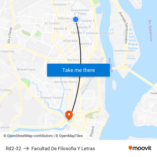 Rd2-32 to Facultad De Filosofia Y Letras map