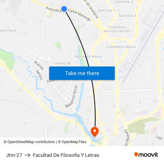 Jtm-27 to Facultad De Filosofia Y Letras map