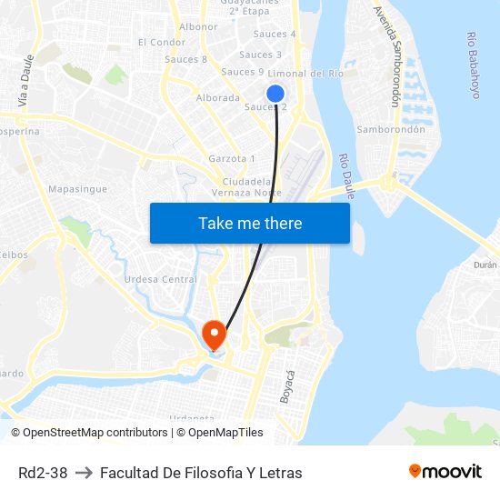 Rd2-38 to Facultad De Filosofia Y Letras map