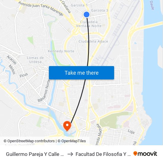 Guillermo Pareja  Y  Calle 14a NE to Facultad De Filosofia Y Letras map