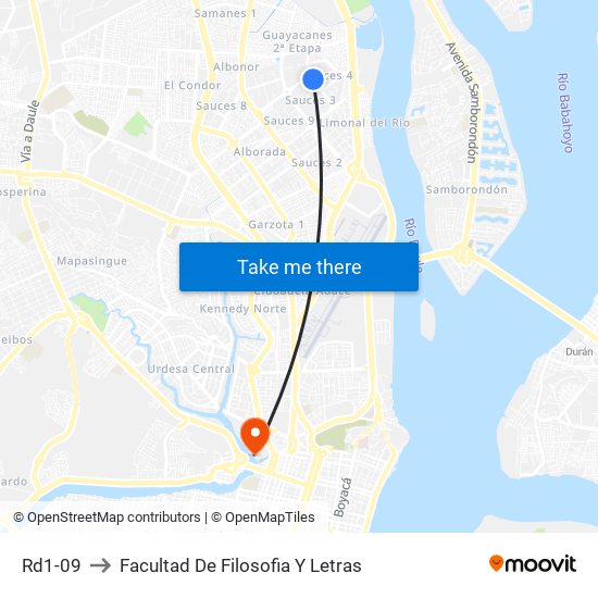 Rd1-09 to Facultad De Filosofia Y Letras map