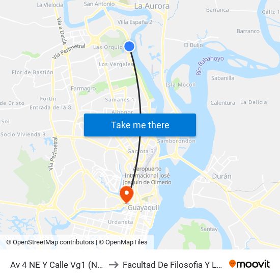 Av 4 NE Y Calle Vg1 (N496) to Facultad De Filosofia Y Letras map