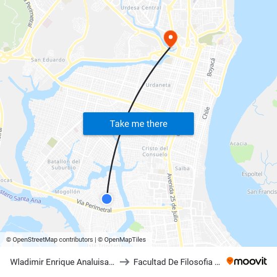 Wladimir Enrique Analuisa Montero to Facultad De Filosofia Y Letras map